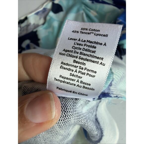 Talbots Womens 1X Floral Sweater Lightweight Cotton Tencel Bloomcore Blue XL - Picture 11 of 12